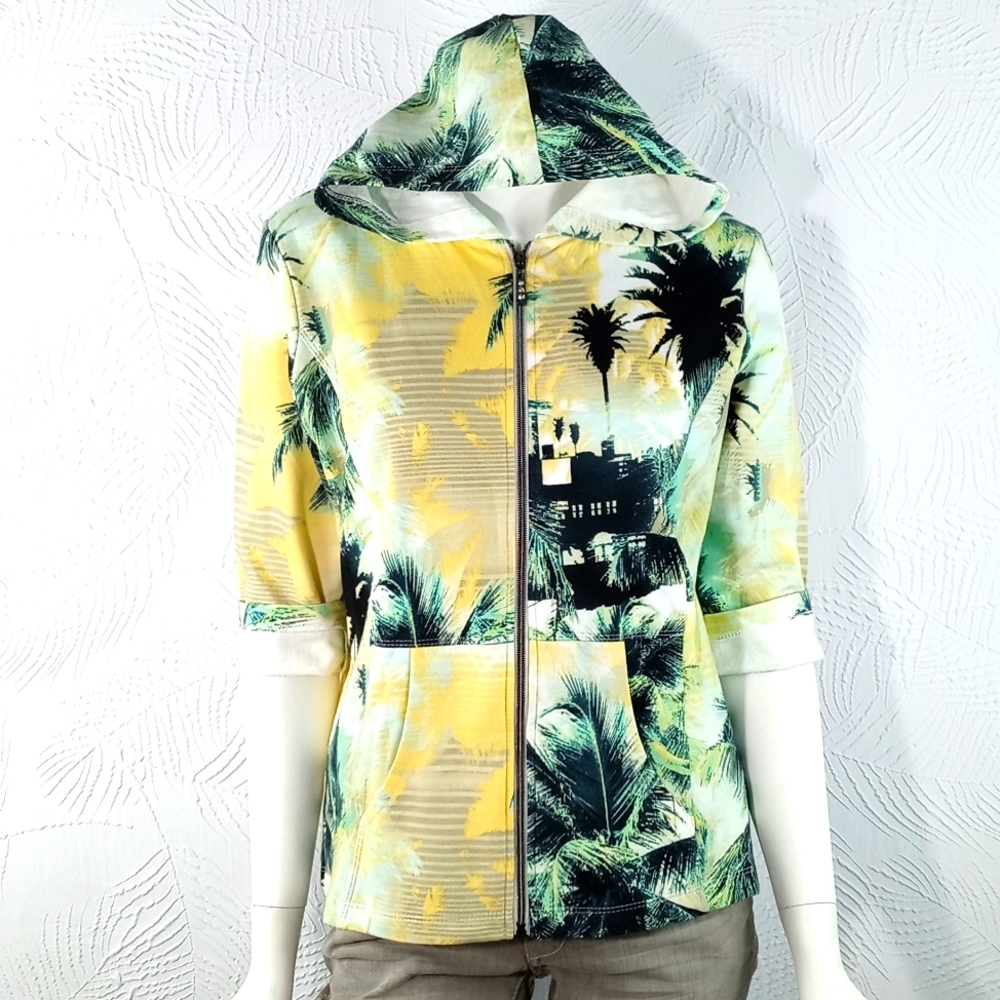 Onque casual graphic full zip up hoodie//Sz.S